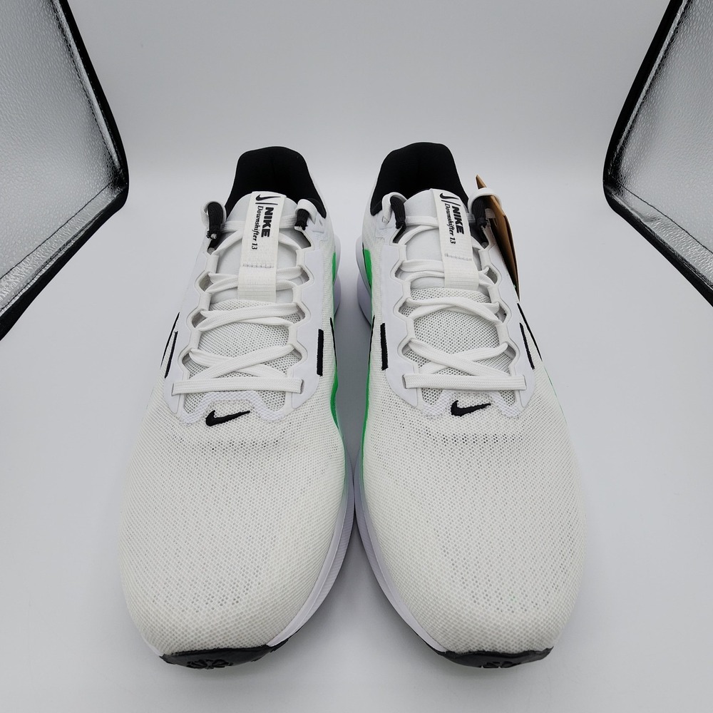 Nike Downshifter 13 Running Shoes Mens 10.5 White Green Shock Sneaker NEW in Box - Picture 4 of 10